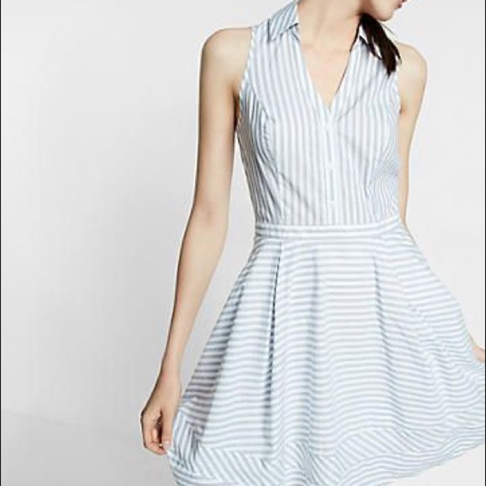 Express Sleeveless Stripe Fit & Flare Dress
